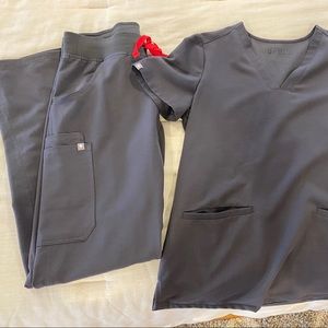 Figs matching scrub set. Charcoal gray